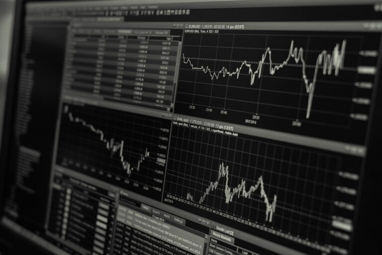 Financieel dashboard met staaf- en lijngrafieken die omzet, uitgaven en financiële prestaties tonen